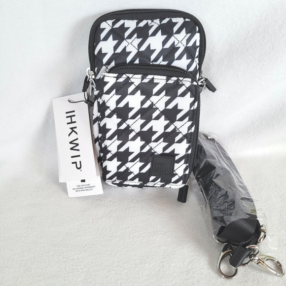 Ihkwip Handbags - IHKWIP Womens Crossbody Bag The Chit-Chat RFID Houndstooth Size Small Black